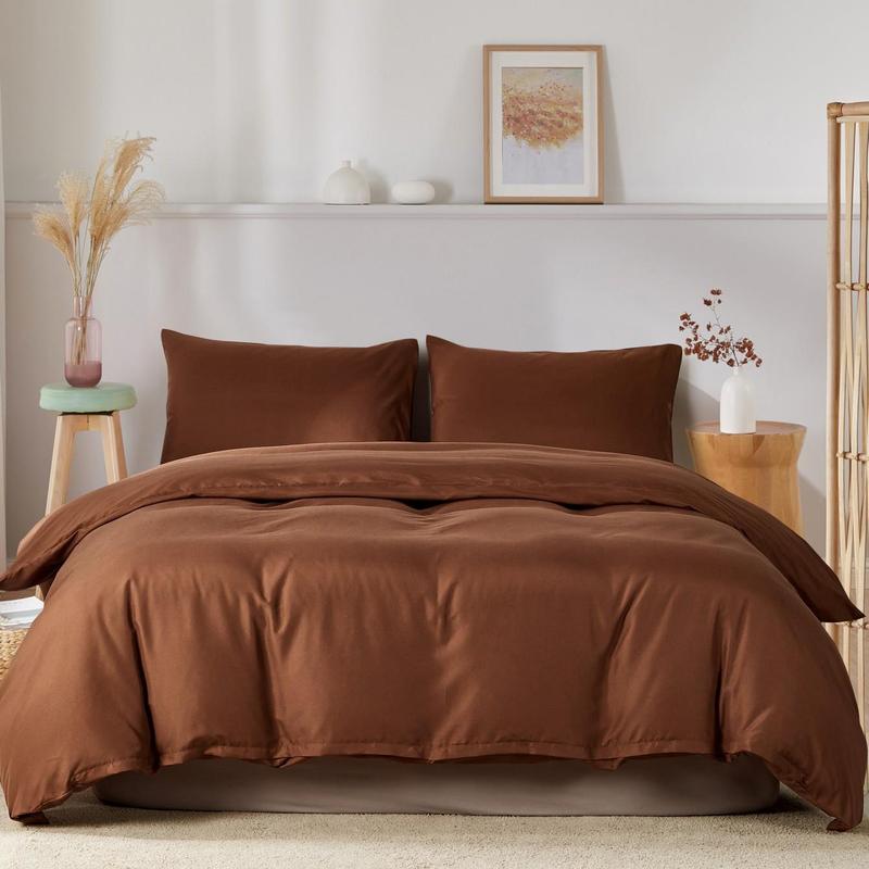 Solid Color Duvet Cover & Pillowcase Set without Filler, 2/3 Counts including Modern Simple Style 1 Duvet Cover & 1/2 Pillowcases, Summer Essentials, Duvet Cover Sets