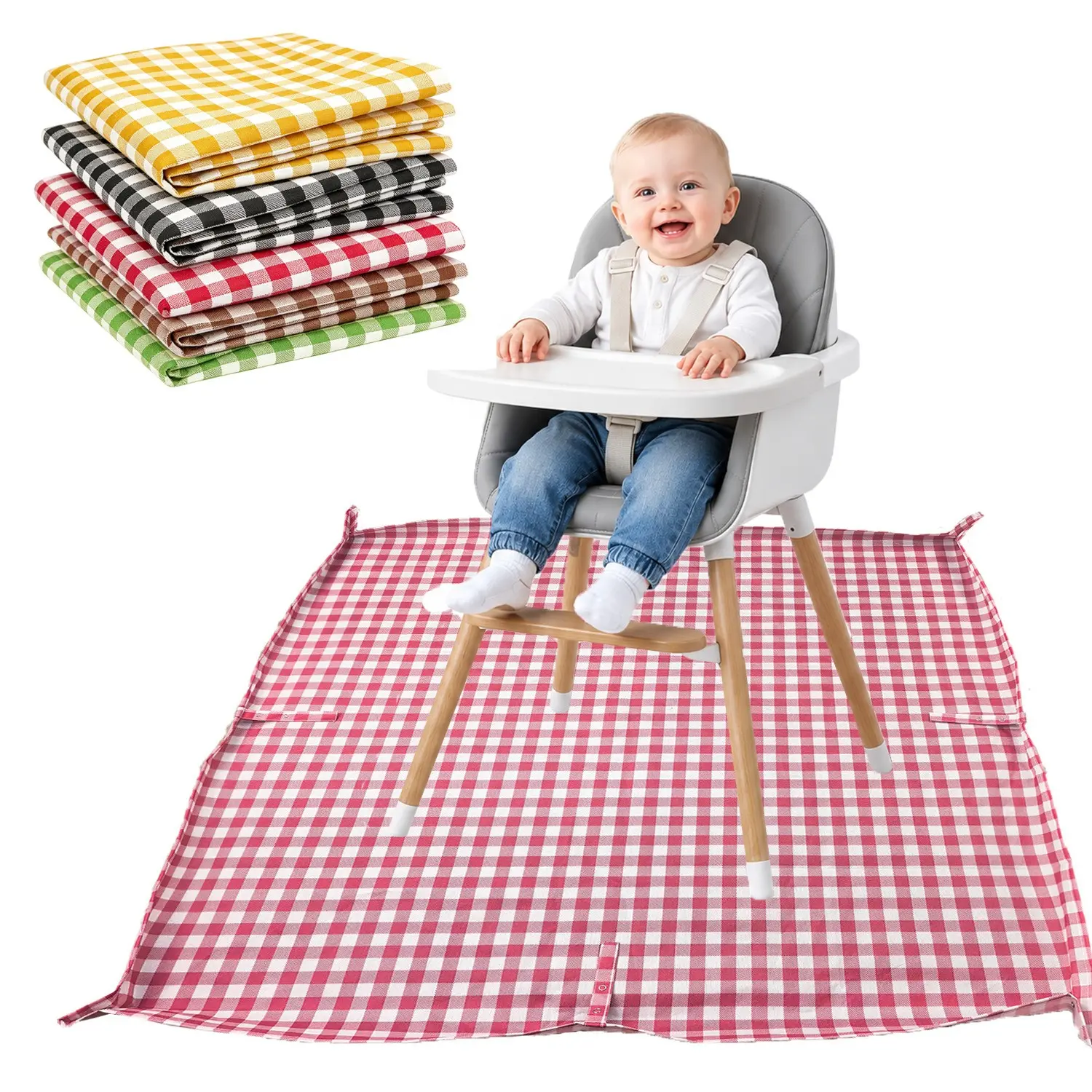 Baby Picnic Happiness Starts with a Plaid Mat, Baby High Chair Pad, Picnic Mat, Durable & Comfortable Design, Perfect for Outdoor Fun, Play Mat for Babies, Outdoor Playmat