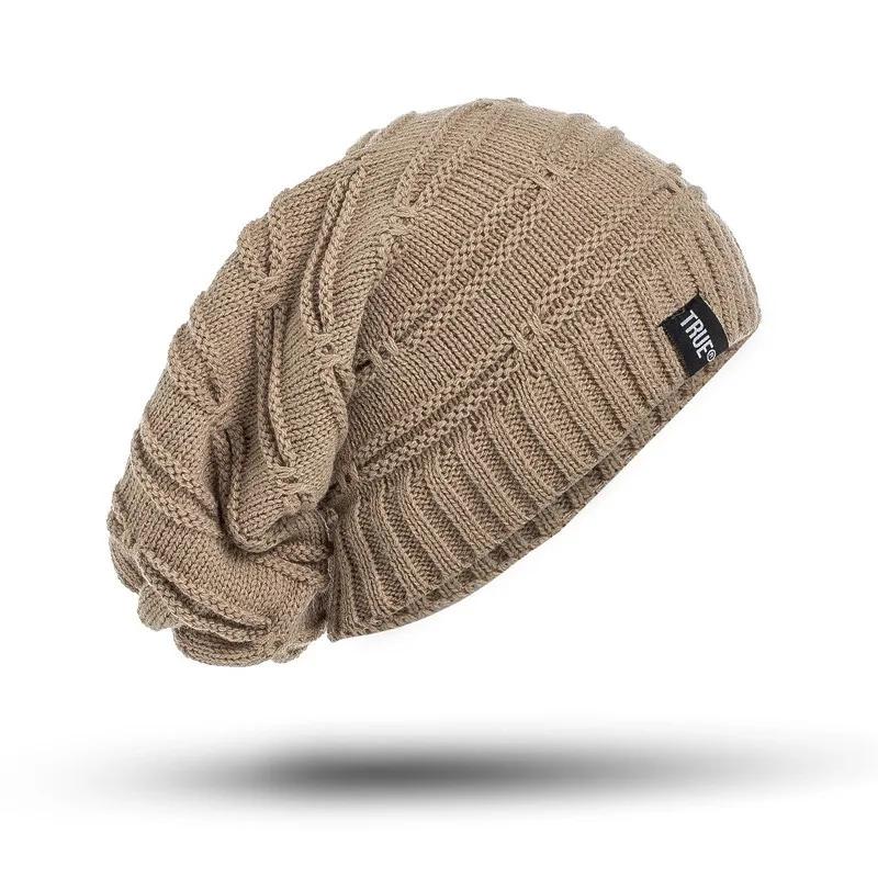 New Letter Label Winter Hat Long Size Knitted Cap High Quality Casual Beanies For Men & Women Solid Bonnet Cap
