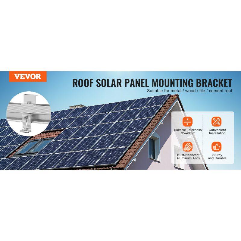 VEVOR Solar Panel Mounting Brackets, Solar Panel Mount Kit with 10x 4 Mini Rails, 4 End Clamps and 6 Mild Clamps, Solar Panel Mount Brackets for Metal Roof, Concrete Roof, Wood Roof, Tile Roof