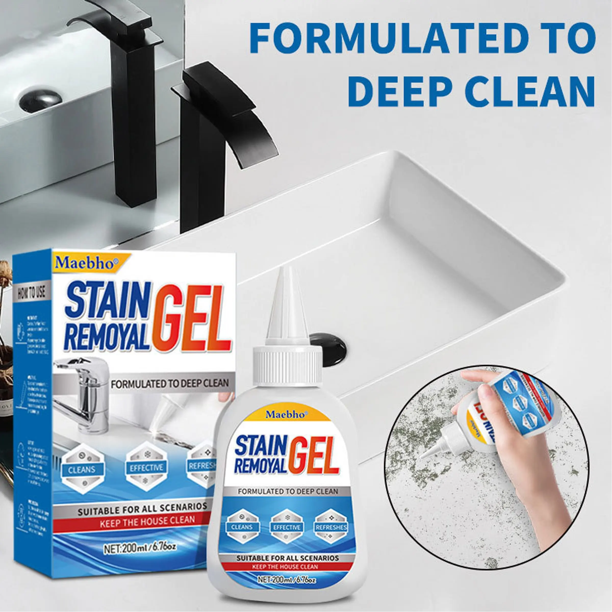 High-efficiency mold remover cleaner, (200ml) 1-pack mold removal gel, Mold Mildew Remover, suitable for home and kitchen use, essential household cleaning