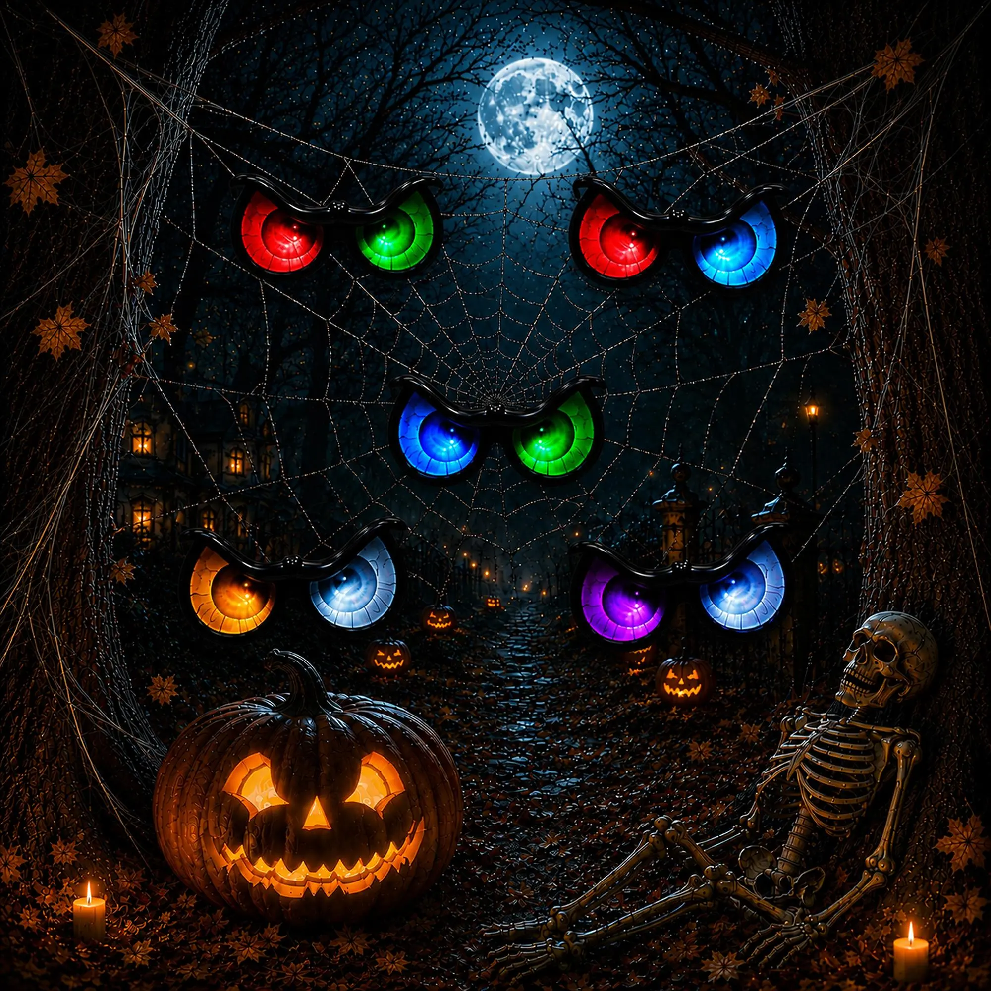 RGB Color Changing Monster Eyes Party Lights (5 Pairs) - IP44 Waterproof Battery-Operated Ornaments with Timer, Colorful Decor Using Batteries for Window, Patio, Bushes Home Improvement Novelty Lighting