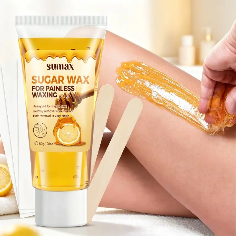 Portable Hair Removal Wax 3-Piece Set, Complete Kit with 50g Wax, Special Wooden Sticks & Waxing Strips, Gentle Formula Non-irritating to Skin, Suitable for Arms, Legs, Underarms & Whole Body,