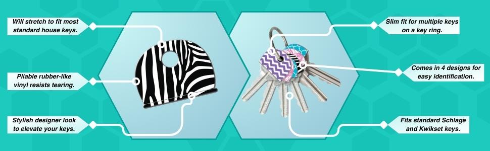 Designer Pattern Key Identifier Caps, 4 Pack (16304)