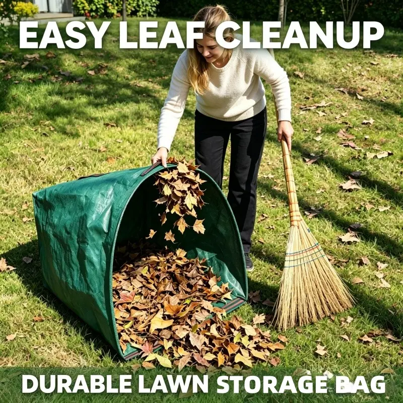 40 Gallon/150L Reusable Garden Trash Bag, Thick PP Material, Heavy Duty, with Handle, for Leaves Grass Branches, Durable Sewn Design, Single/pack of 2