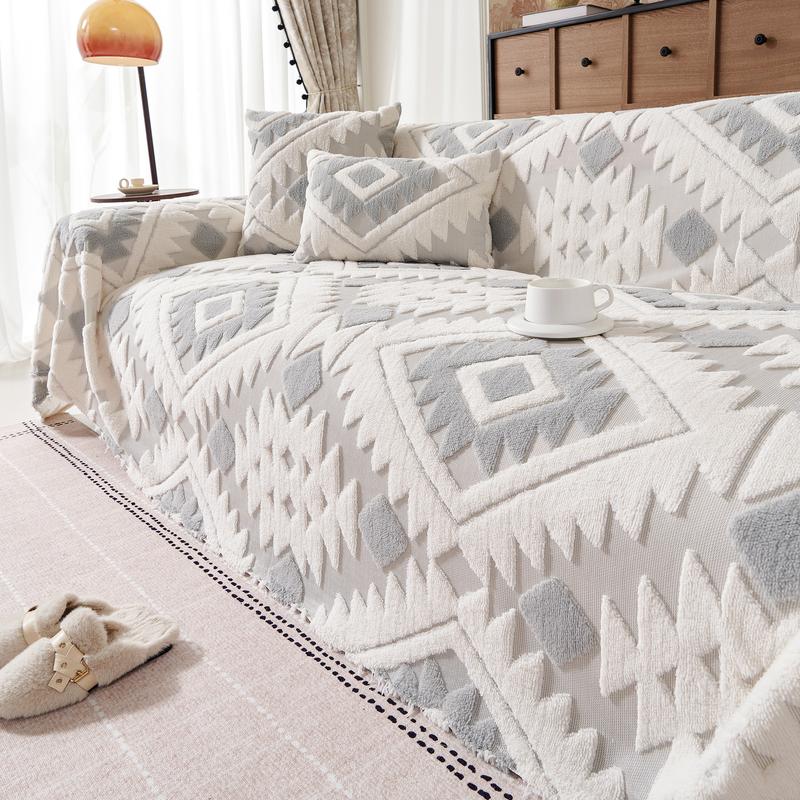 Geometric Pattern Sofa Cover, Sofa Couch Covers, 1 Count Soft Comfortable Sofa Slipcover, Sofa Protector for Home Living Room Bedroom Hotel Dormitory Decor