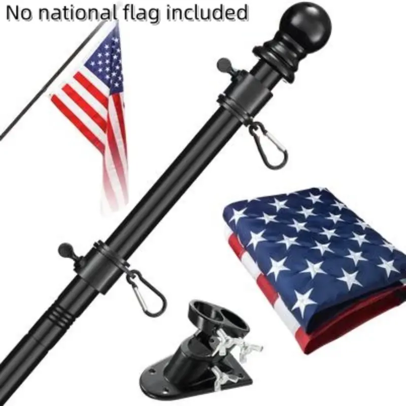 Anti‑Tangling Rotatable 4‑Section Stainless Steel Wall Mount Flag Pole, 5FT Spliced Angled Rust‑Proof Flag Holder for Garden Office Commercial Sports & Holiday Decoration