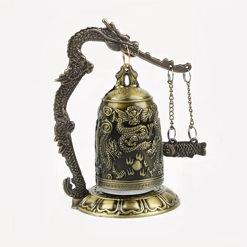 Handcrafted Ancient Chinese Copper Alloy Dragon Bell - Cordless Home Decor Feng Shui Lucky Charm, Room Decor for Indoors Various Room Types, Holiday Ornament for Desk Bedroom