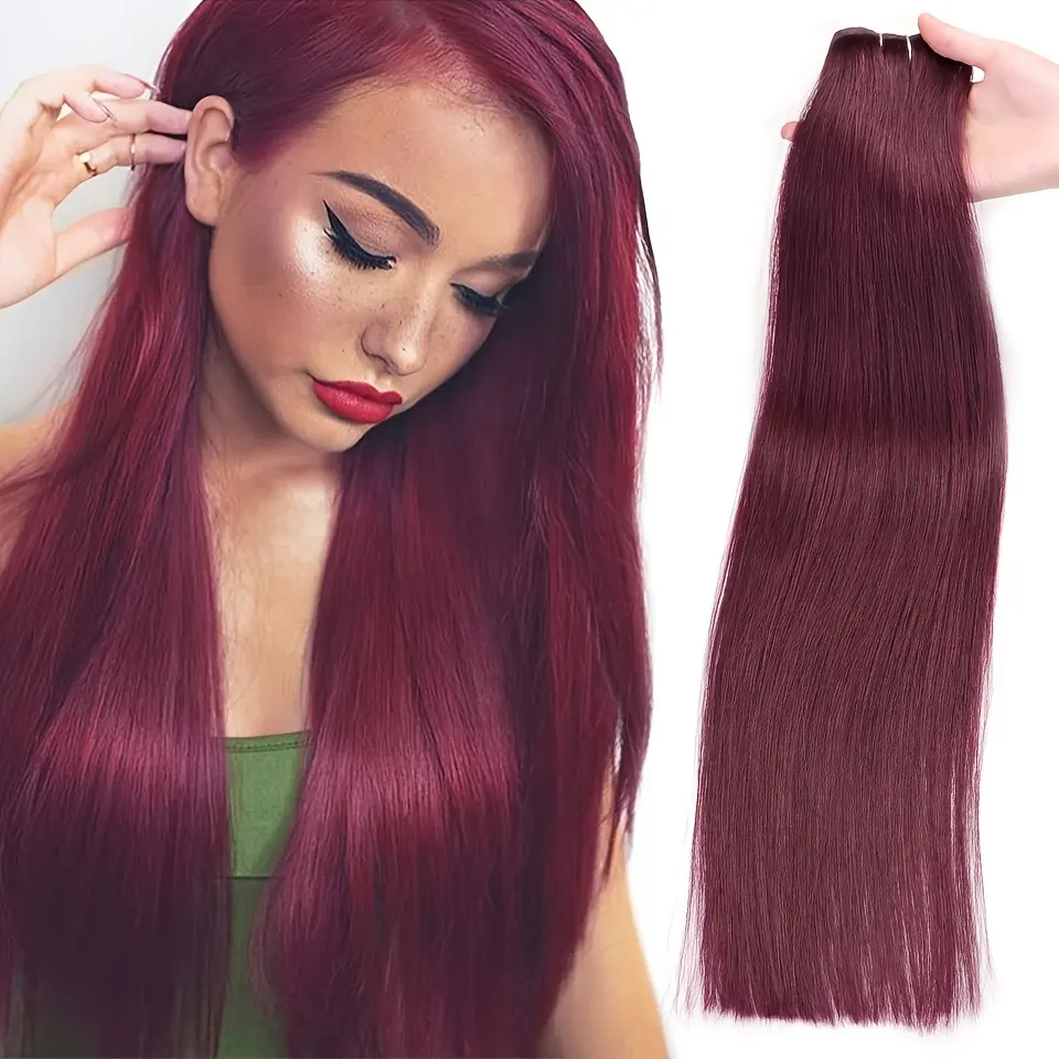 Remy Real Human Hair Weft Sew‑In Hair Weaves Bundles, Straight Natural Hair in Black, Brown & Blonde Tones for Women, Premium Sew‑In Extension Bundles for Versatile Hairstyle Volume & Length Upgrade