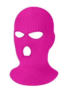 1pc 3 Hole Winter Knitted Mask, Warm Balaclava Hat for Outdoor Sports, Skiing Cycling Full Face Mask, Ideal for Cold Weather Activities