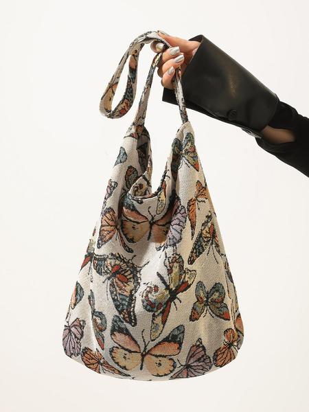 Women's Fashionable Butterfly Pattern Shoulder Bag, Shoulder Commuter Bag, Casual Versatile Handbag for Daily Used, Trendy All-match Bag for Commute, Work, Travel