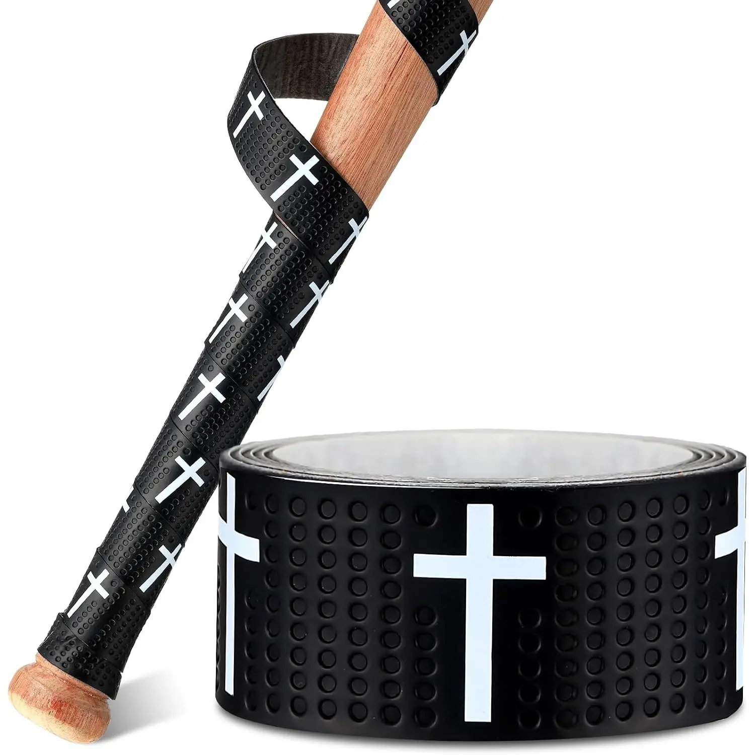 Leather Cross Pattern Baseball Bat Grip Tape - Non-Slip, Shock-Absorbing, Sweat-Resistant Wrap-Around Handle Wrap for Baseball/Softball Bats, Ideal for Training, Game Play