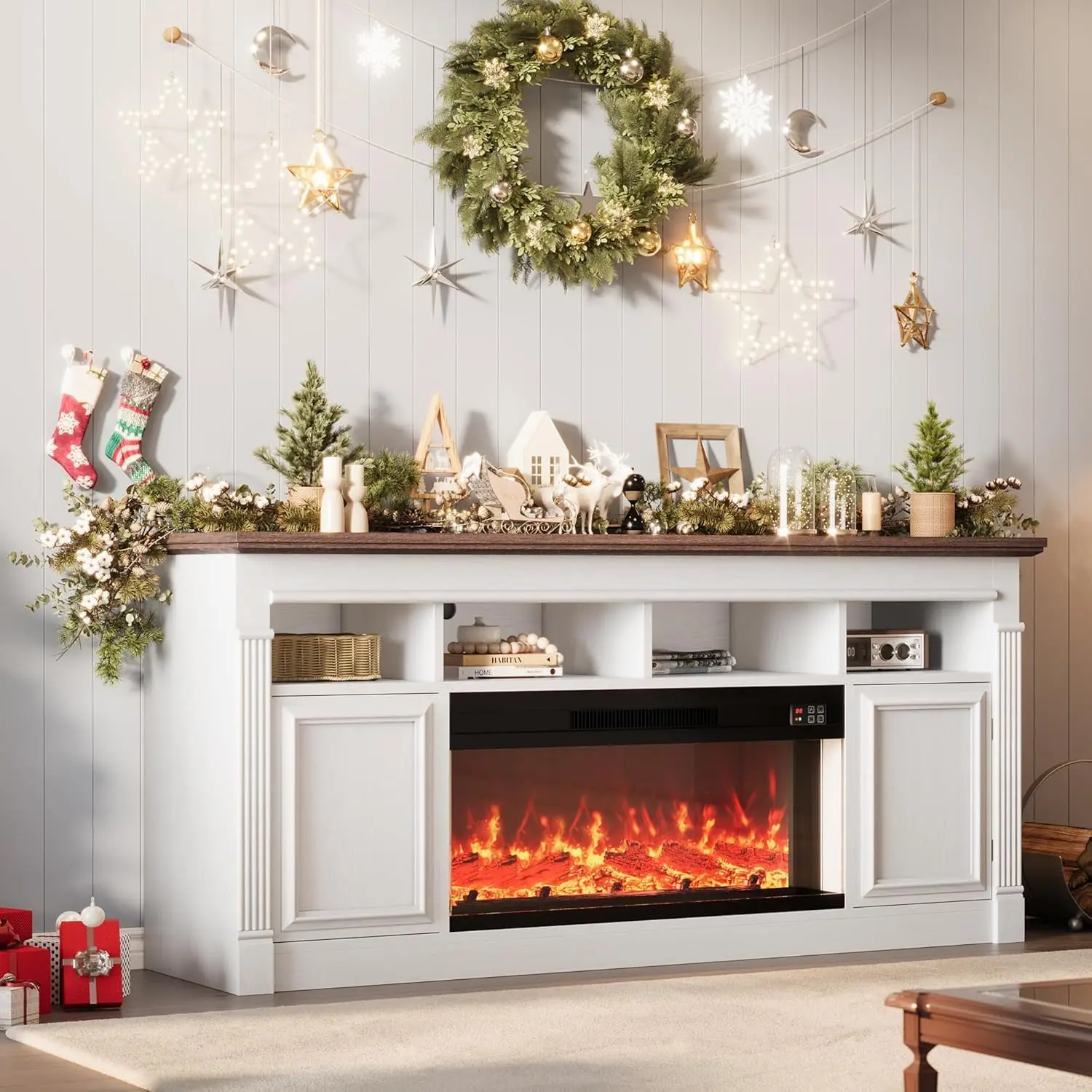 Garvee 36 Inch Farmhouse Electric Fireplace Insert (NO TV Stand Included), Adjustable Flame, Remote Control, Fits TV Screens Up to 68 Inches