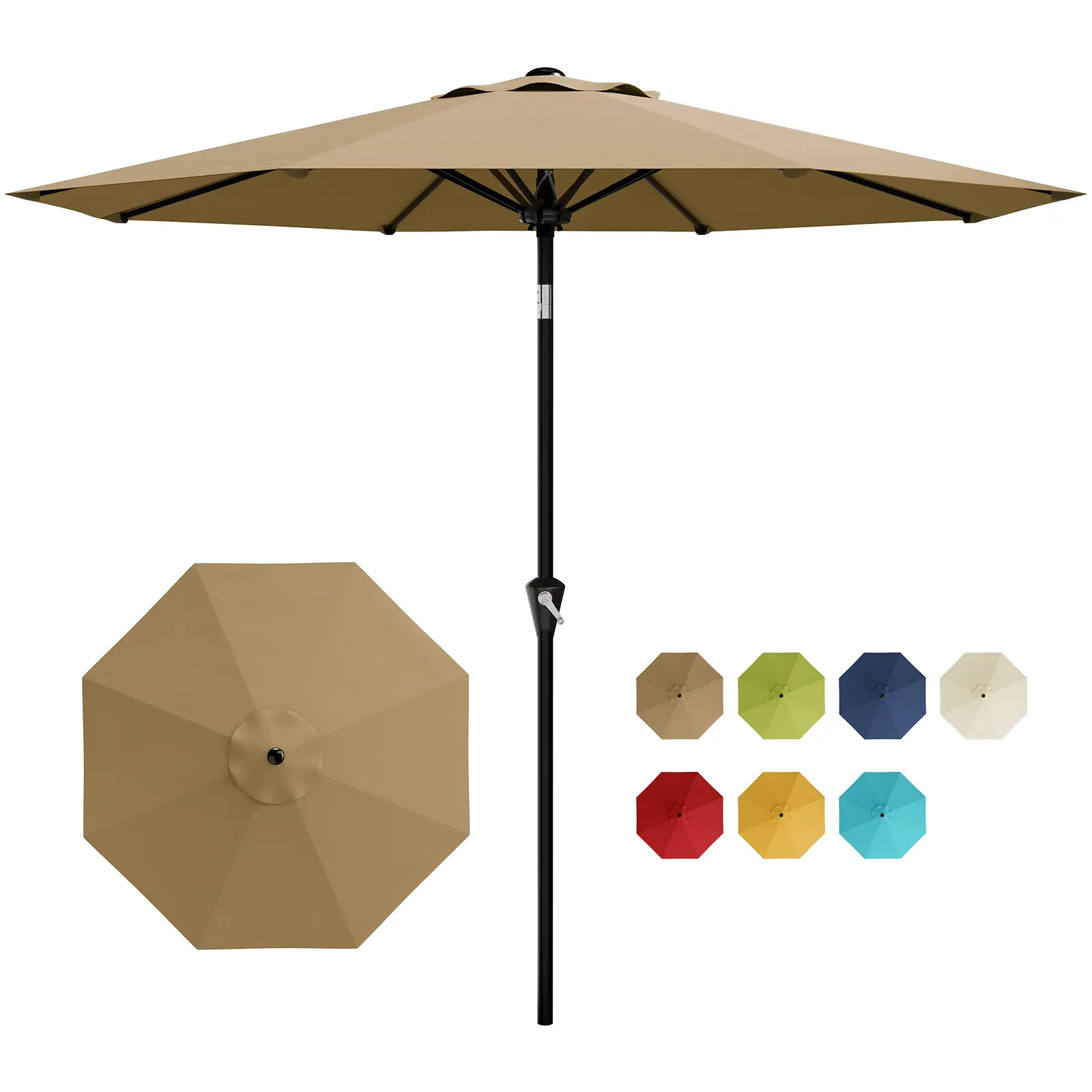 Garvee 10FT Outdoor sun umbrella –Intelligent button tilt, crank up and down， Waterproof & UV Resistant Parasol, Crank Lift, 8 Sturdy Ribs, Garden, terrace, outdoor decoration， Deck, Pool, Market
