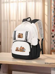 Capybara Print Backpack, Breathable Honeycomb Fabric, Detachable Coin Pouch, Adjustable Straps, Unisex, Multiple Colors Available