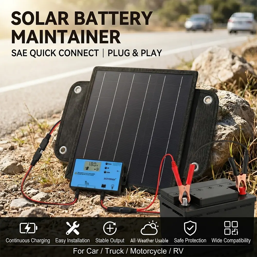 15W Rigid Solar Panel Kit with 10A Charge Controller and USB-C Output—Portable Outdoor Charging for Gardens, Camping, RVs, and Travel Trailers