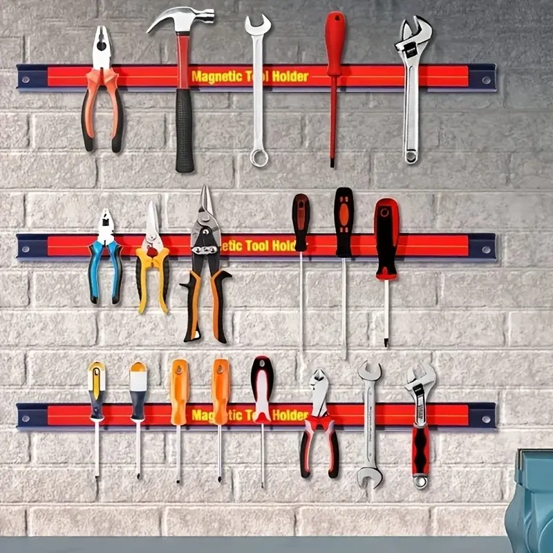 Magnetic Tool Rack Organizer System with Base and Slots, Ideal for Garage, Workshop, Home Storage, Organizes Wrenches, Sockets, Screwdrivers, Pliers