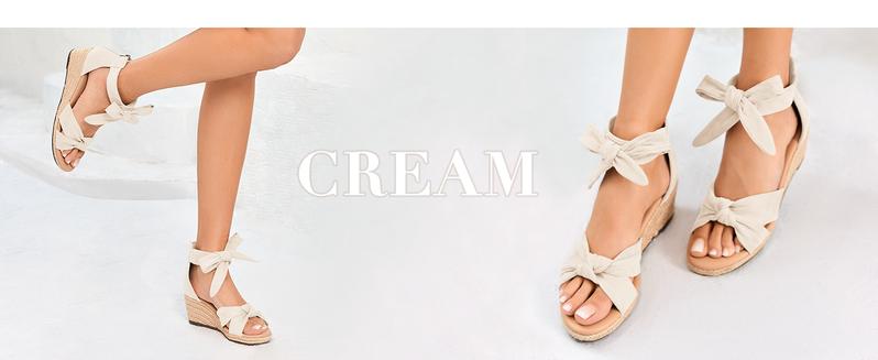 Fashare Womens Espadrilles Wedge Sandals Back Zipper Closure Open Toe Platform Ankle Strap Summer Dress Shoes with Bow