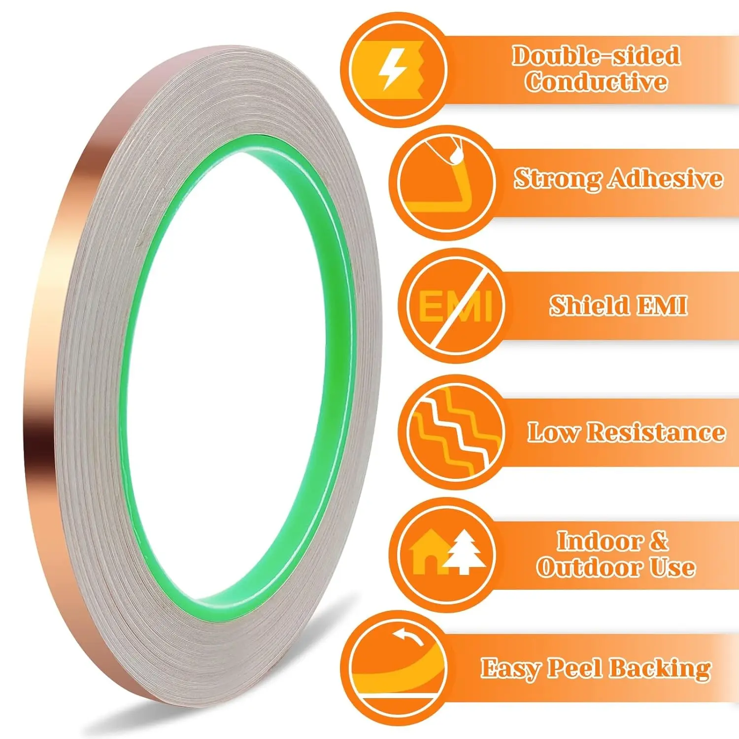 Copper Tape, Copper Foil Tape (20mm X 20M) Metal Conductive Adhesive for Slugs Guitar and EMI Shielding, Crafts, Electrical Repairs, Grounding