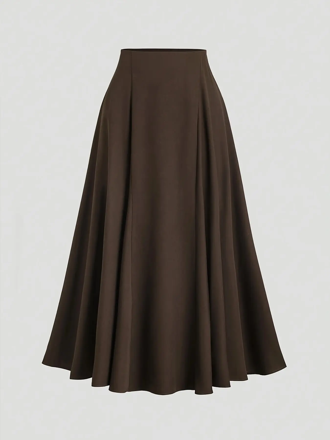High-Waisted A-Line Midi Skirt, Casual Elegant Flowy Fabric Pleated Half Skirt, Women's Bottom Fashionable Fit Mid-Length Dressing Gown