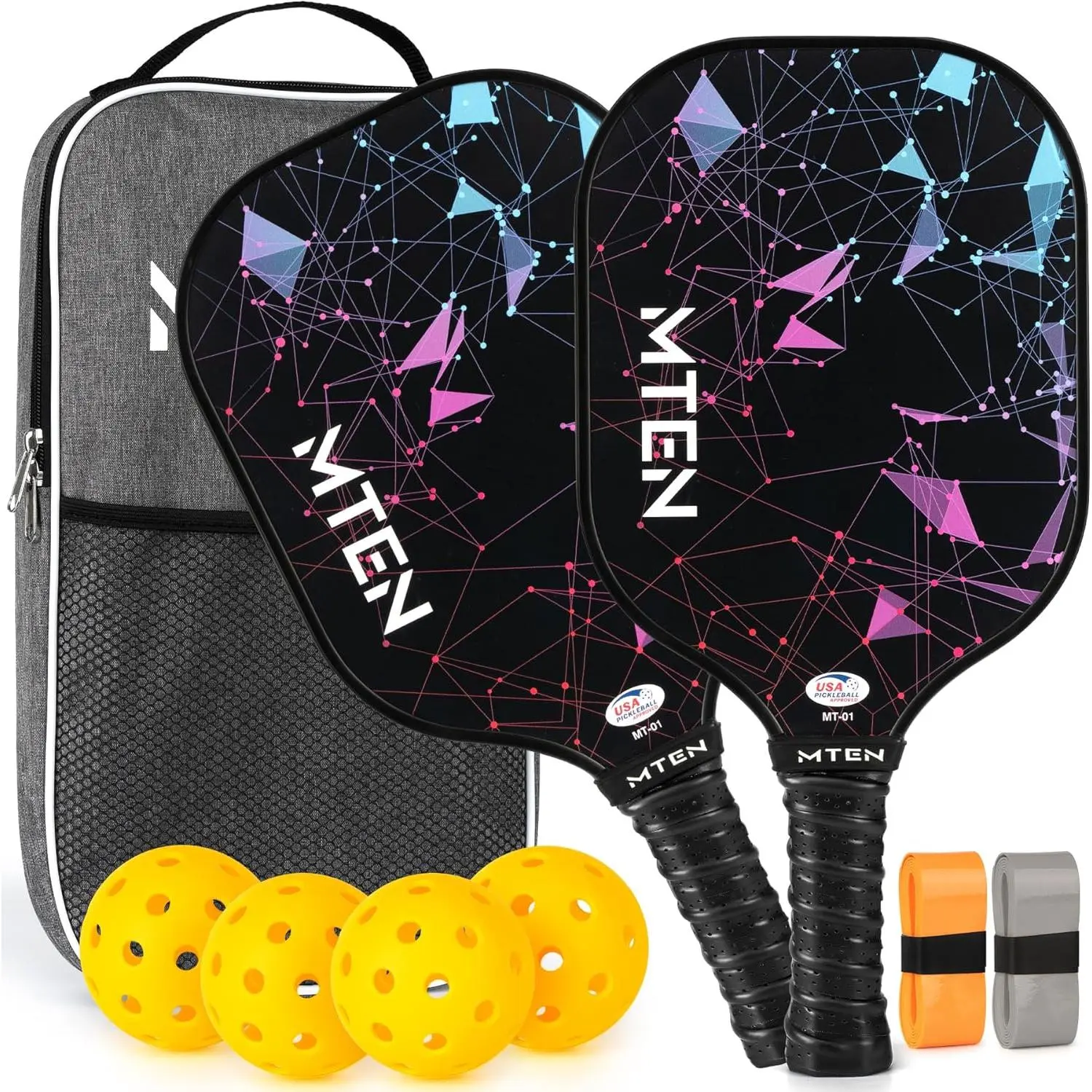 Pickleball Paddles Single Or 2 Pack USAPA Approved Fiberglass Surface Lightweight Shock Absorbing Pickleball Rackets Comfort Grip For Men Women Beginner Training Backyard Court Tournament Sports Play Equipment