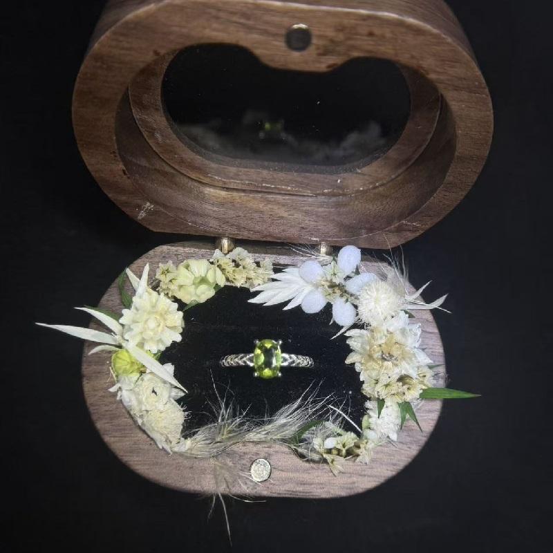 #68 E3  (August) 925 Sterling Silver Natural Gemstone Adjustable Ring Gifts for Women Peridot Aug.