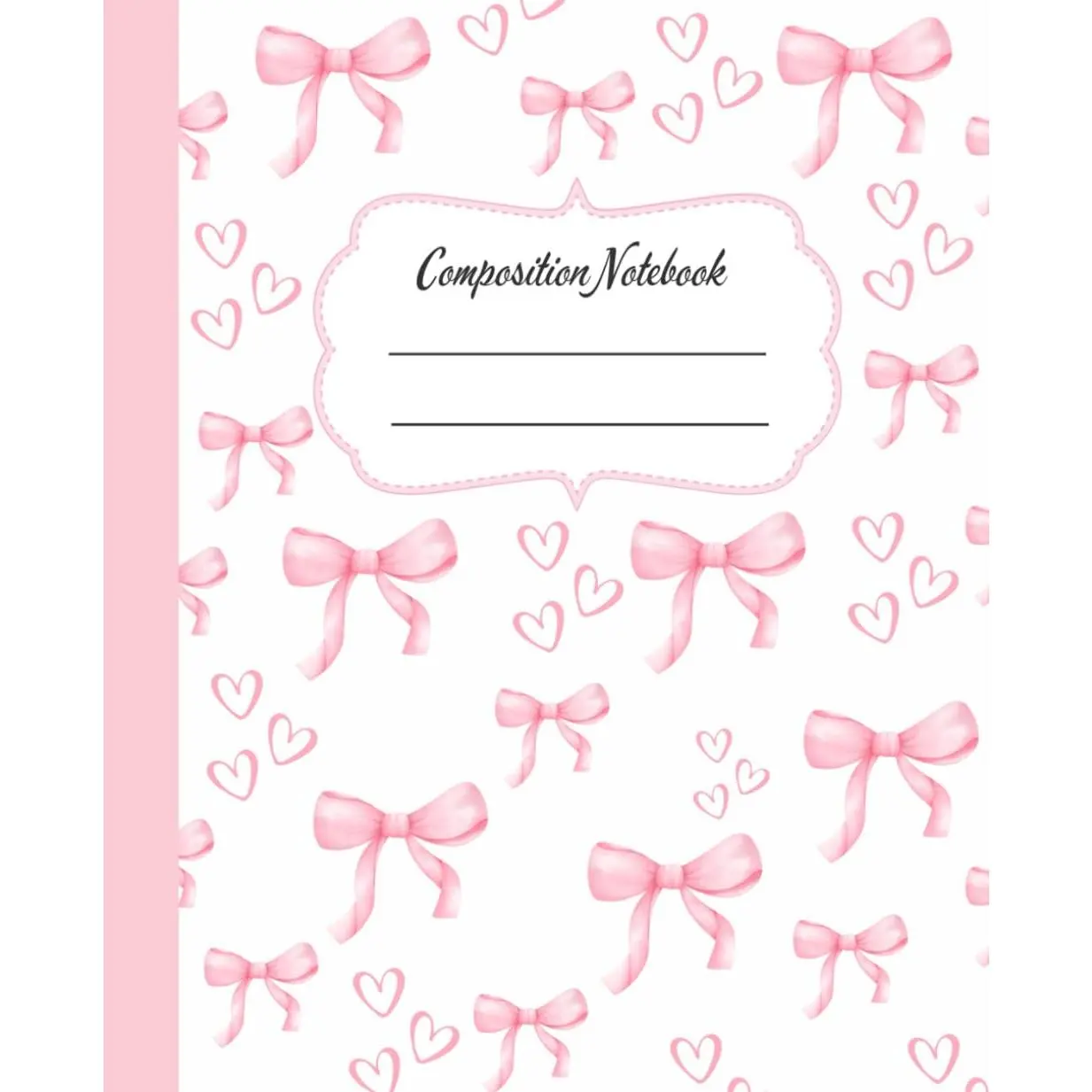 College-Ruled Composition Notebook, Cute Girly Aesthetic 100-Page Paperback Journal, Pretty Pastel Bow Design, Office/School Supplies for Notes, Ideal for Teens & Women, 100 Pages, Modern