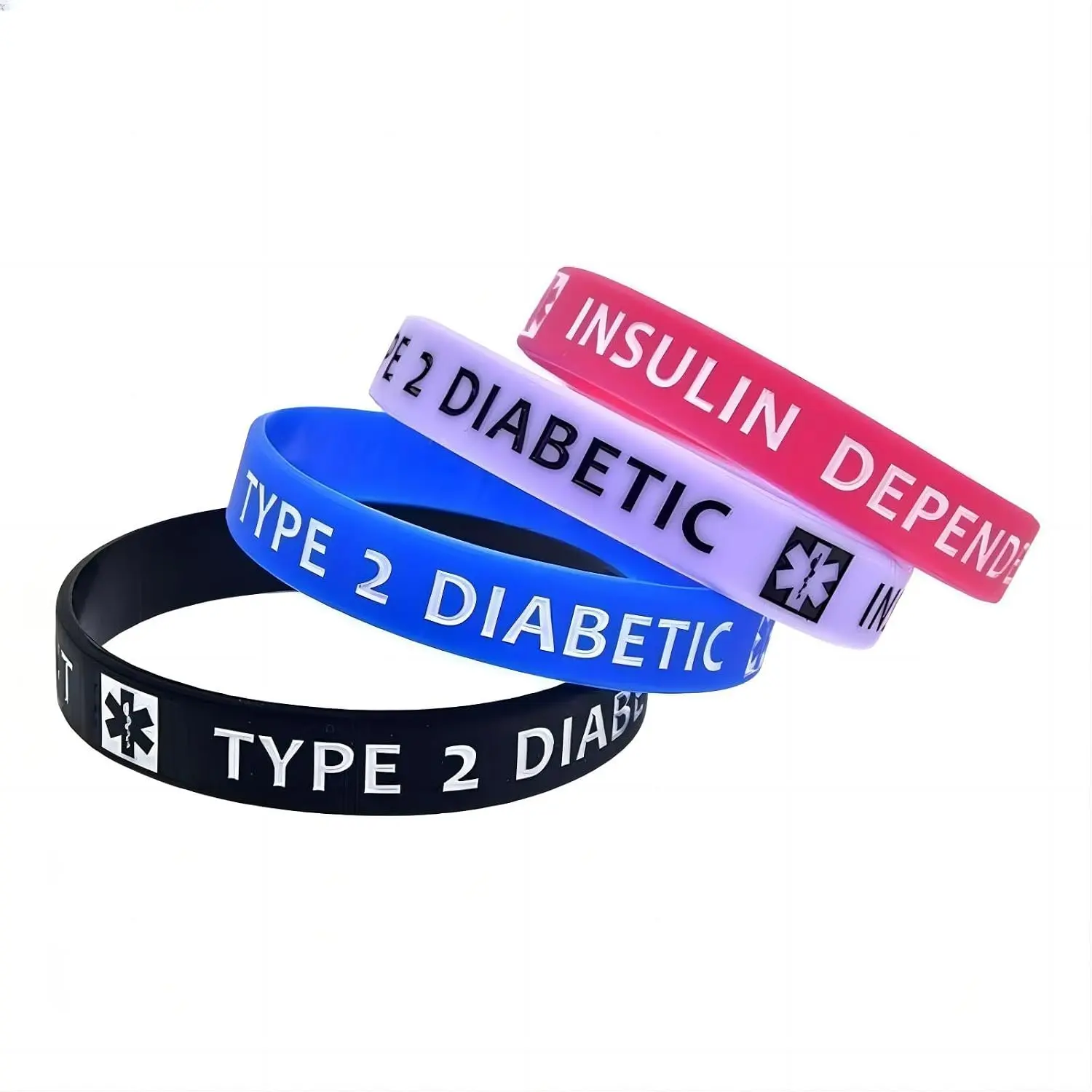 4 count of  Alert Type 2  Insulin Dependent  Bracelet