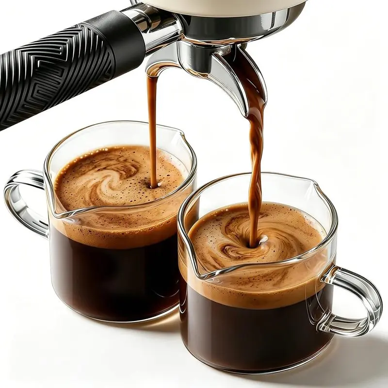 2 Pack 4 oz Glass Espresso Cups with Handles and Pour Spouts, Clear EspressoShot Cups for Espresso Machines, Latte, Cappuccino and Home Coffee BarAccessories