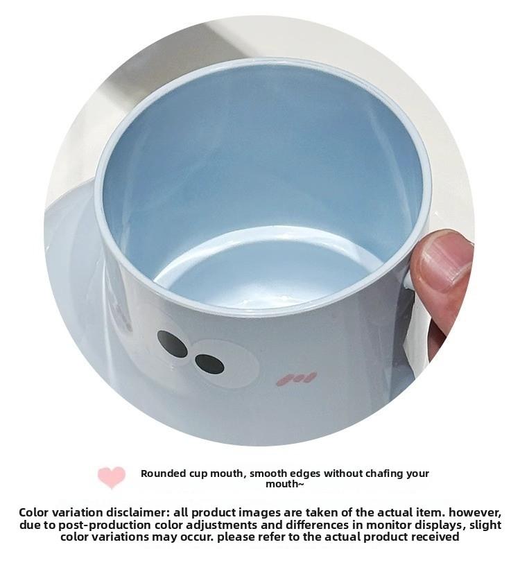Food-Grade Plastic Cute Cartoon Tumbler Set with Durable Compact Storage Rack, Bathroom Organizer and Decor, Ideal for Couples, Home Use