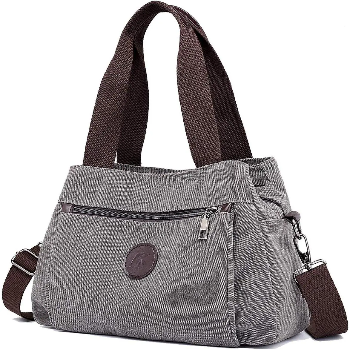 Hobo Handbags Canvas Crossbody Bags for Women | Multi Compartment, Triple Zip Pockets, Lightweight Medium Tote Sacthcel, for Travel Commute Going Out Everyday Use