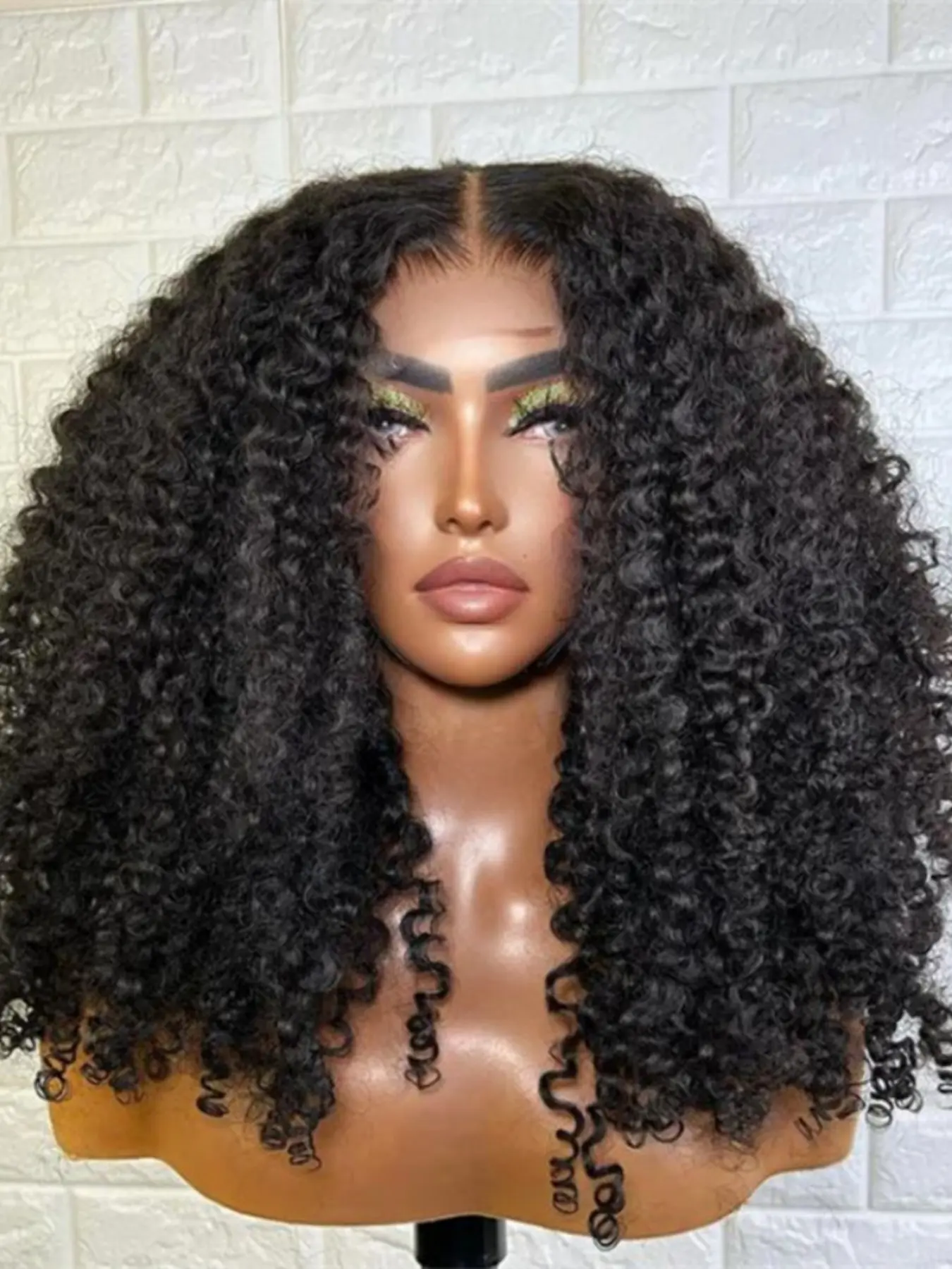 Soft Long 26-Inch 180 Density Deep-Curl Lace Front Wig, Glueless Heat Resistant Daily Synthetic Fiber Wig, Hair Glueless Wig
