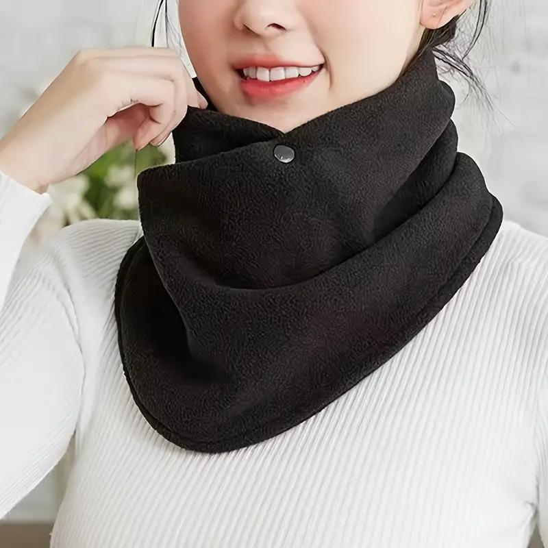 Classic Solid Color Velvet Neck Warmer, Button Front Design, Thickened for Fall & Winter, Casual Style, Ideal for Riding & Wind Protection, Neck Scarf, Neckscarf