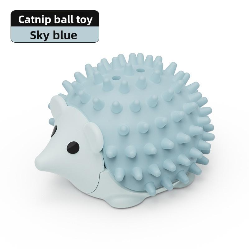 Catnip-Filled Hedgehog Toy for Cats - Soft Chewable Kicker Ball with Textured Surface - Interactive Self-Playing Plush Pet Toy - Stress Relief & Dental Care Muzzle Medium Treadmill Training