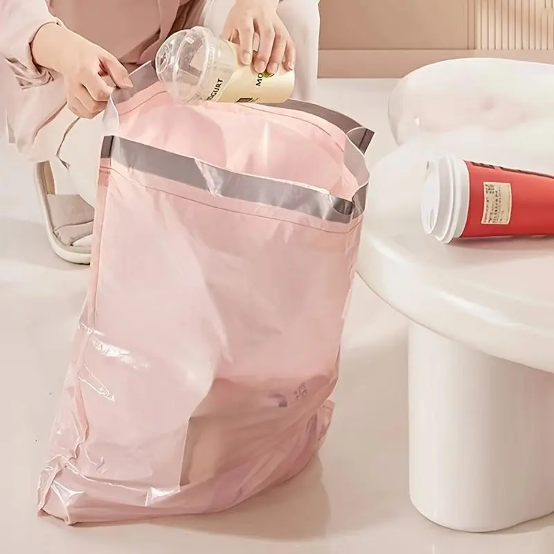 [Thick Trash Bags] 50pcs Extra Thick & Durable Drawstring Trash Bags | Large, Portable Polyethylene Waste Bags for Kitchen, Bathroom, Bedroom, and Living Room Use, Home Organization, Sleek Design, Drawstring Closure, Trash Bag Dispenser