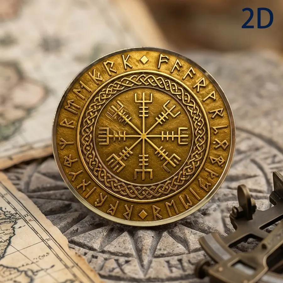 Vintage Celtic Knot Coin, Elder Futhark Rune Metal Coin, Norse Mythology Collectible, Mystical Decorative Gift
