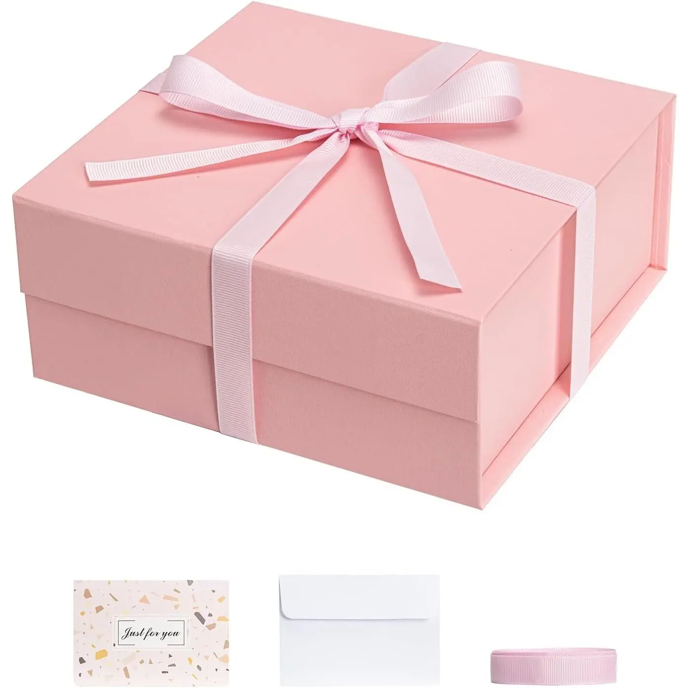 Boxes with  Pack of 1, 6x6x3 Inches Small  Box with Ribbon, Collapsible  Boxes with  Closure for Presents, Bridesmaid Proposal Box for Family Mom Girlfriend