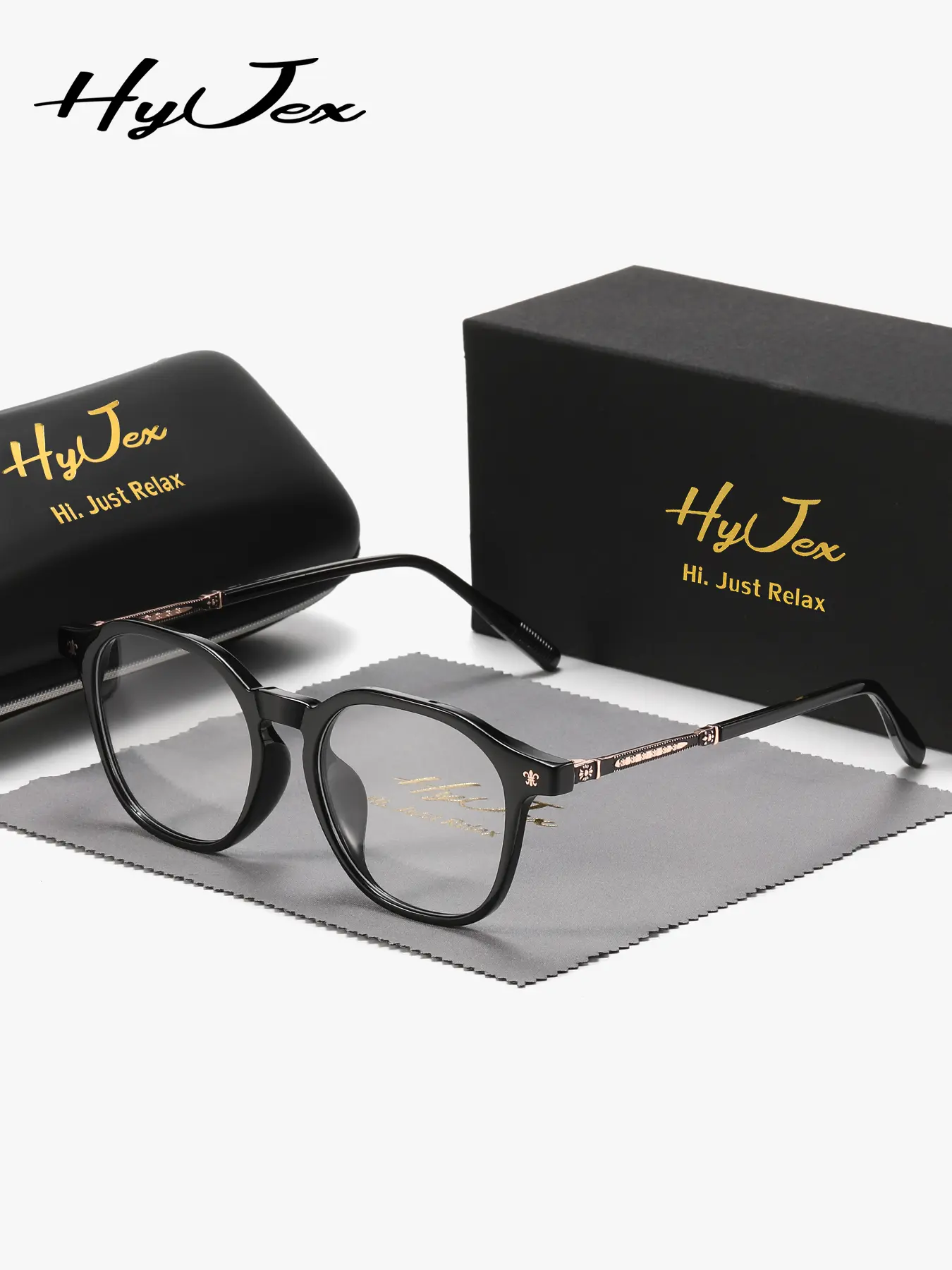 HyJex 1 Piece Unisex Simple Design Full Frame Plaon Glasses Student Like Temperament Square Frame Plaon Glasses