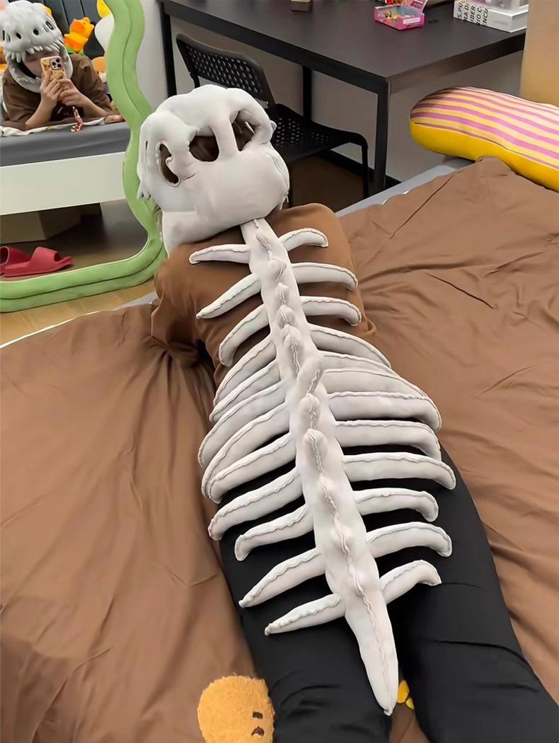 Chinese Dinosaur Skeleton Headgear Plush Toy Hat Prop Cosplay Children Adult Doll Birthday Gift