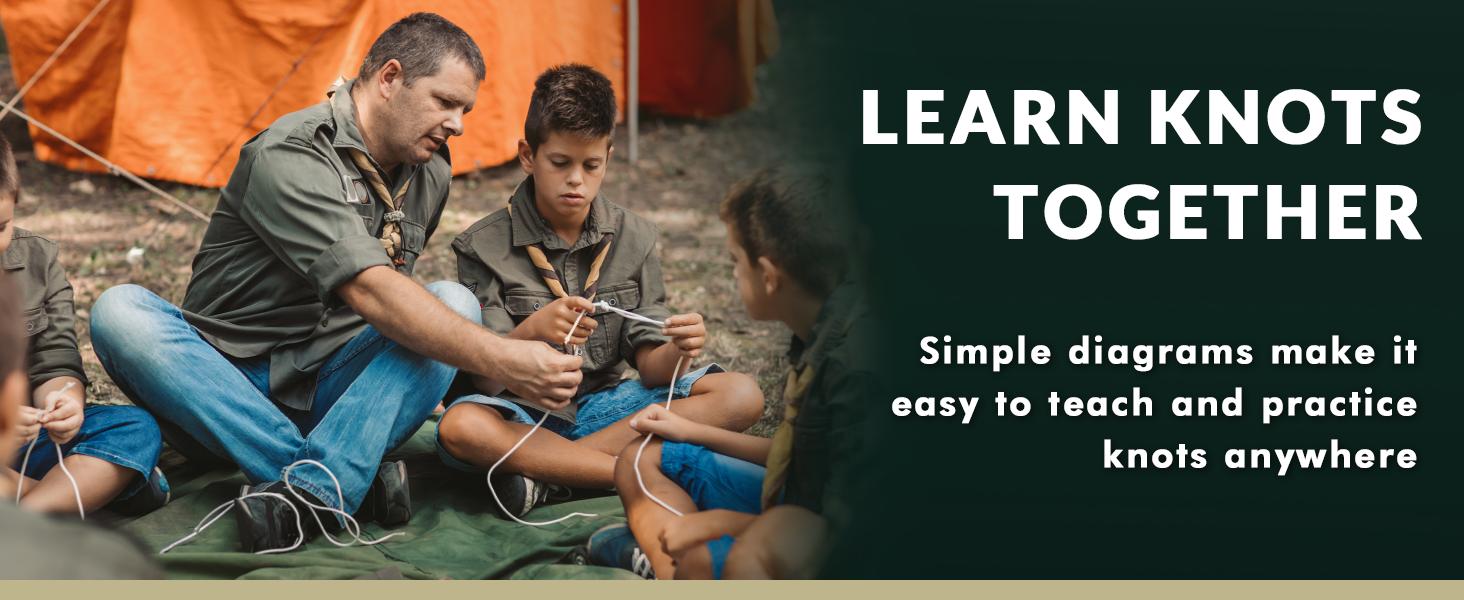 Outdoor Knots Pocket Guide-Waterproof Knot Tying Cards with Mini Carabiner, 22 Rope Knots for Camping, Backpacking, Scouting and Bushcraft