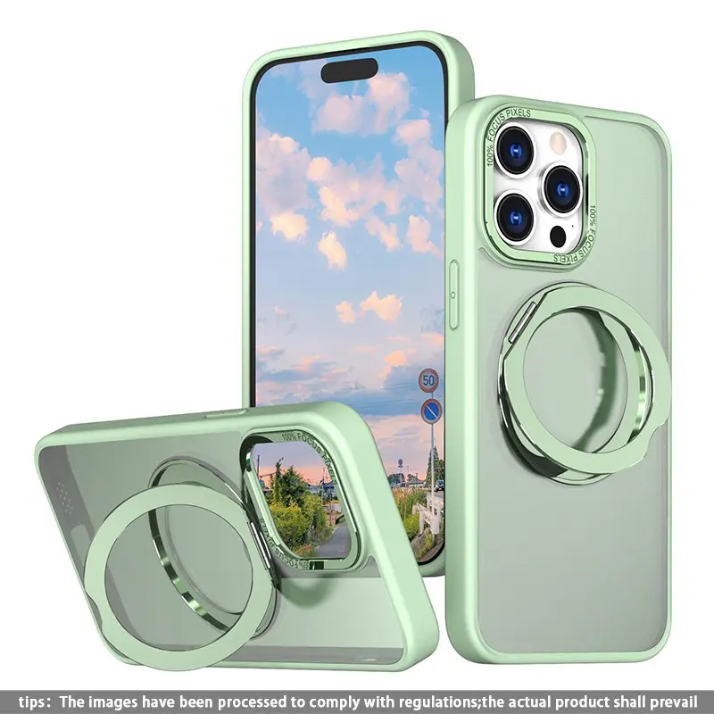 360-Degree Rotating Ring Magnetic Stand Shockproof Phone Case for iPhone 17 Pro Max, 16 Pro Max, 15, 14, 13, 12, 11