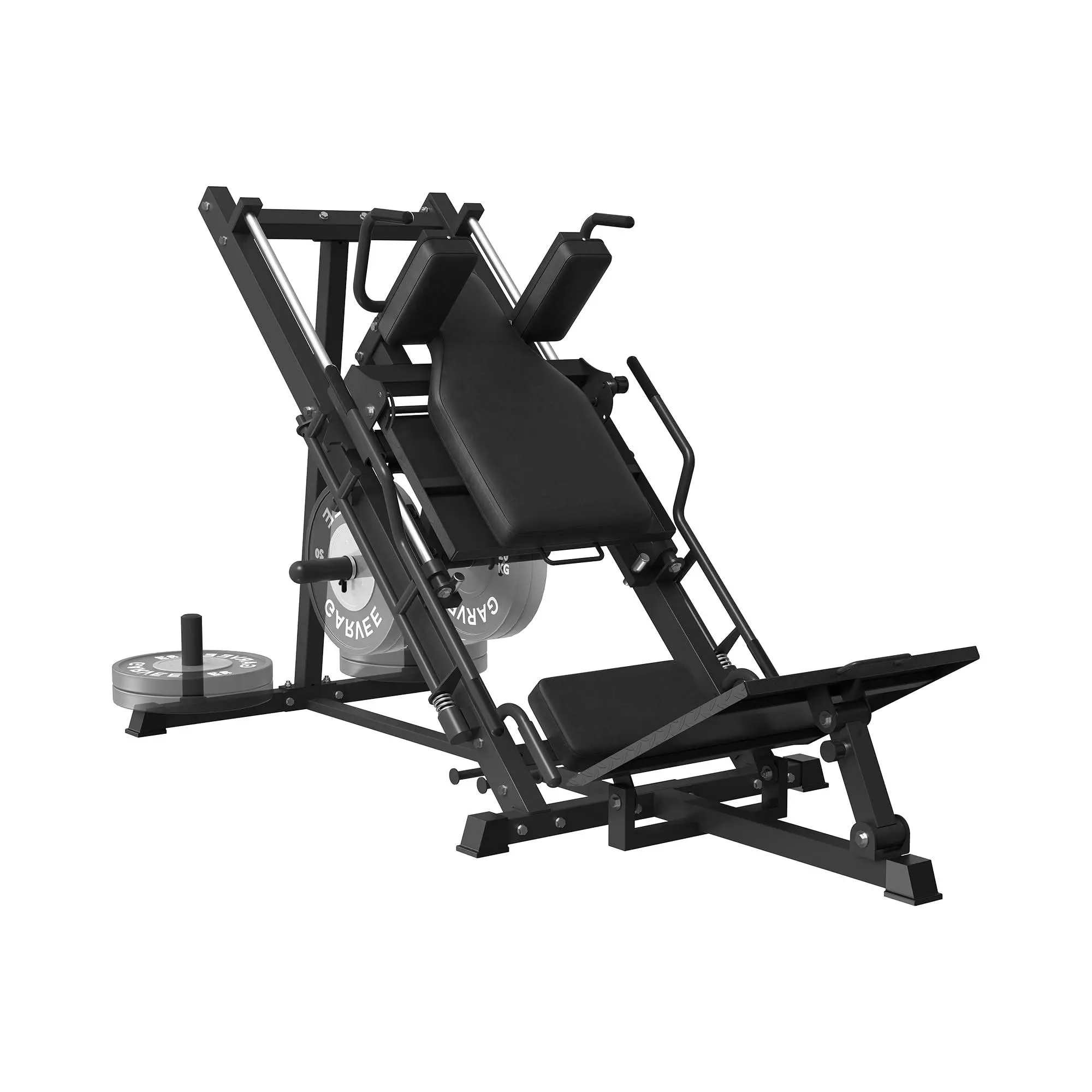 2-in-1 Leg Press & Hack Squat Machine for Home Gym - 1500 lb Plate-Loaded Strength Trainer - Linear Bearings, Band Pegs, Adjustable Lower Body Workout
