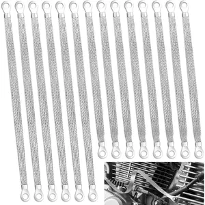 Ground Straps, 10/12 inch Engine Universal Automotive Ground Strap Kit Braided Copper Ground Straps Automotive Ground Strap Wire Ground Strap Connectors for Most Cars