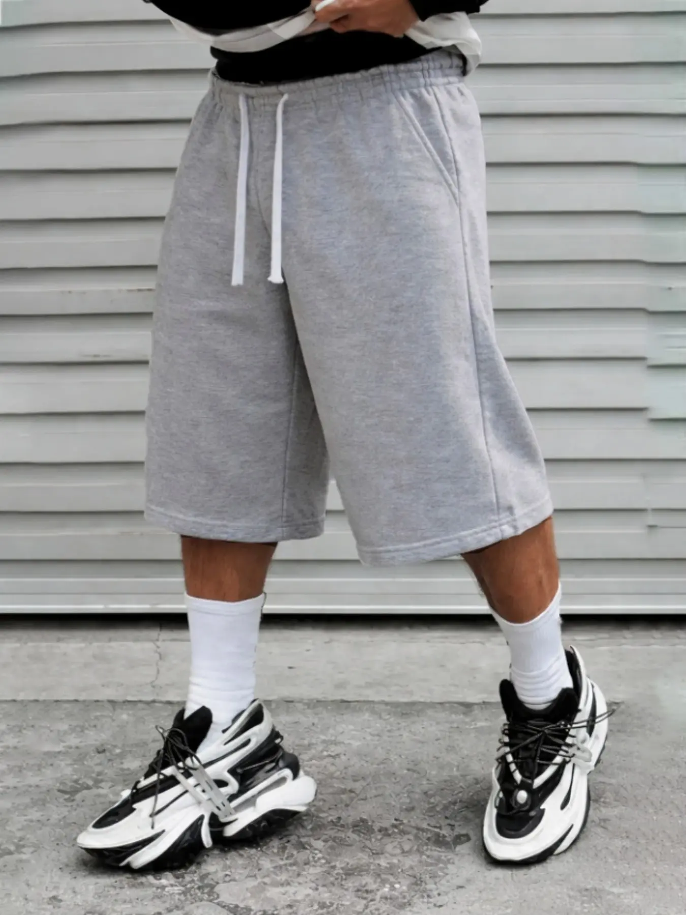 Men's Casual Loose-Fit Capri Pants, Baggy, Drawstring Waist, Lettuce Trim, Soft and Comfortable, Ideal for Daily Wear, Unisex Bottoms