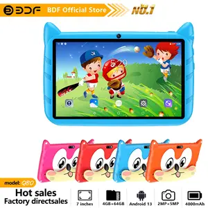 Bdf 7-Inch Android 13 Tablet with Education Software, USB Charging, Quad-Core Processor, 4GB RAM, HD IPS Display, 64GB Storage, 4000mah Battery