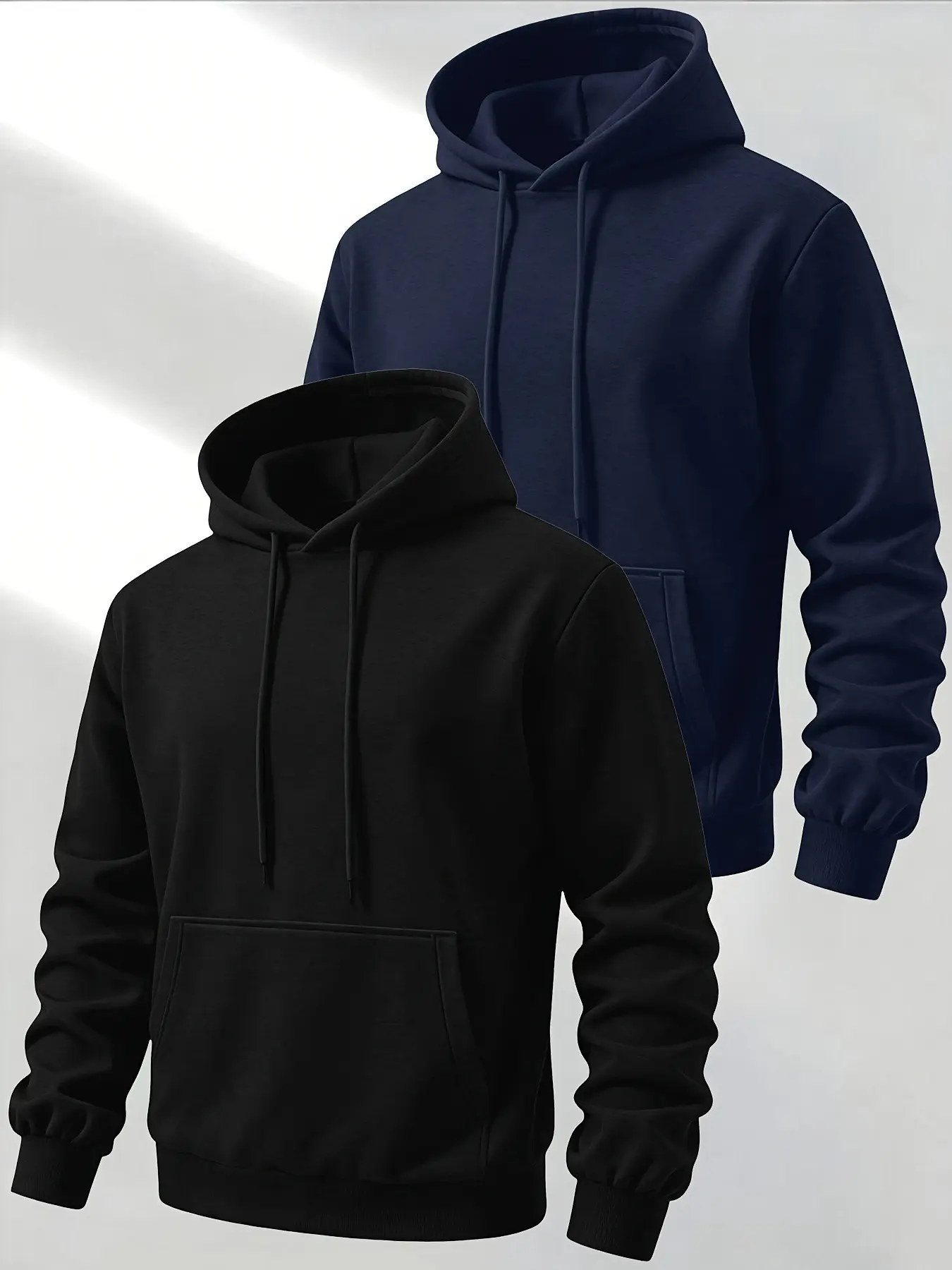 Men's Fashion Casual Hooded Sweatshirt Set, Solid Color, Drawstring Hoodie Top and Pockets, Long Sleeve Pullover, Ideal for Daily Wear and Outdoor Activities, Casual Streetwear Hoodie