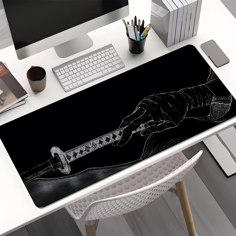 Anime Katana Pattern Mouse Pad, Large Game Mouse Pad, Aesthetic Desktop Decoration Protective Pad, Non-slip Rubber Pad for Laptop, Desktop Computer Games, Gaming Desk Accessory