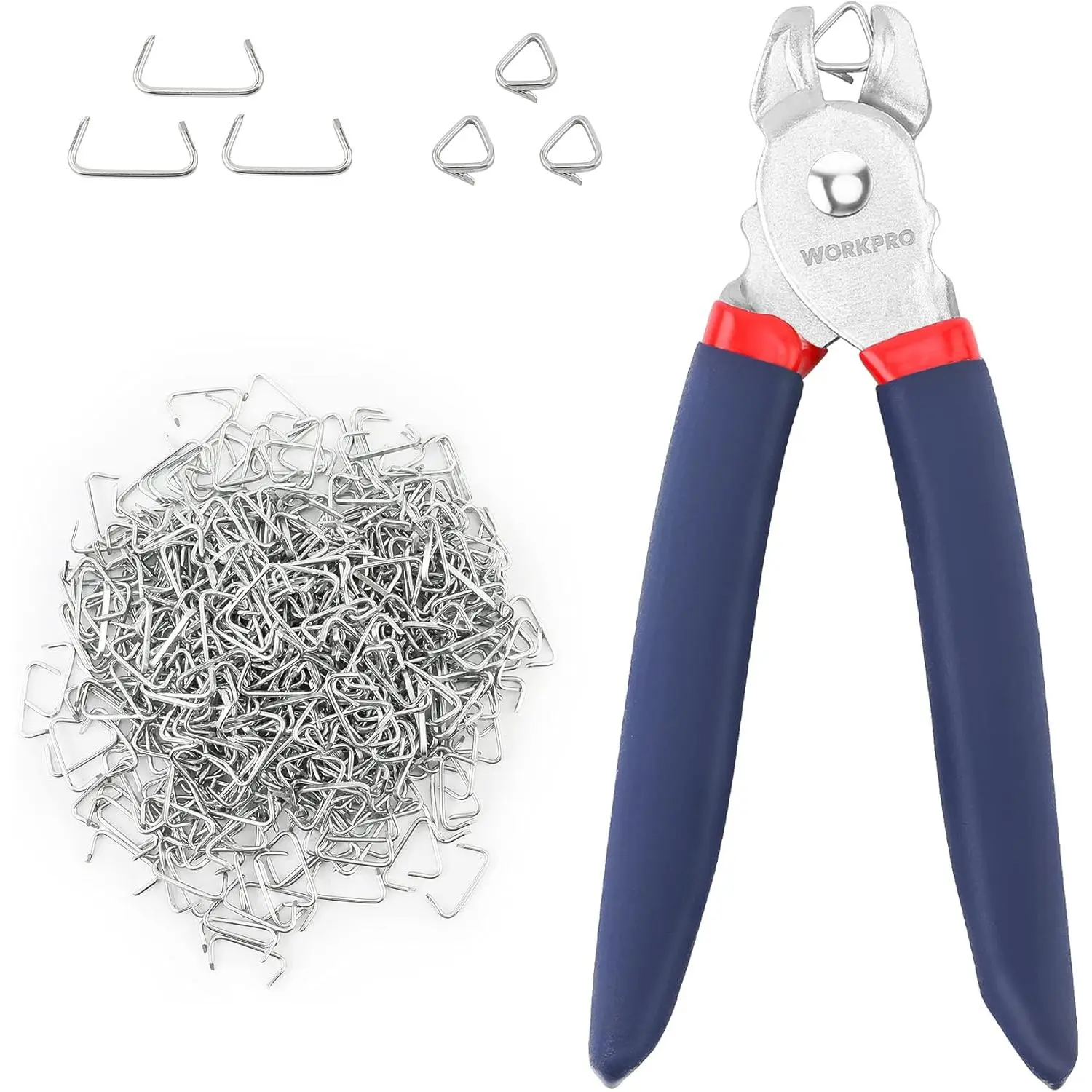 Hog Ring Pliers with 500 Pcs 3/4" Hog Rings| Galvanized Hog Rings, For Furniture Upholstery, Auto Upholstery, Meat & Sausage Casings