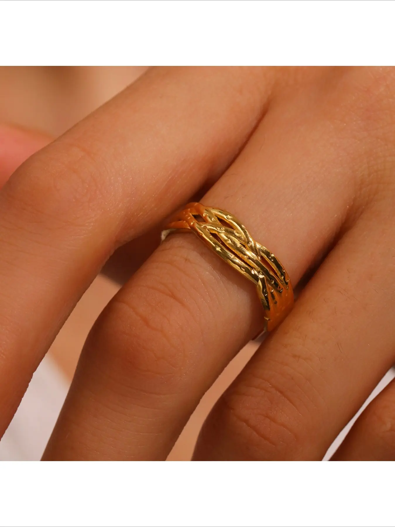 Viral Chain Ring Adjustable Open Ring Fashionable Versatile Stacking Ring for Women Fine Jewelry Gift