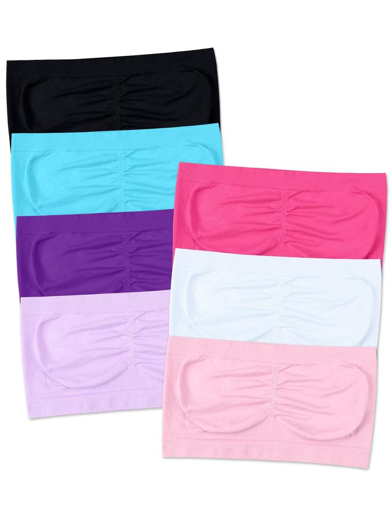 Women's Solid Ruched Wireless Bandeau Bra, Minimalist Breathable Comfortable Seamless Bra, Women's Lingerie for All Seasons, Clothing, Underwear, Wireless Seamless Bras